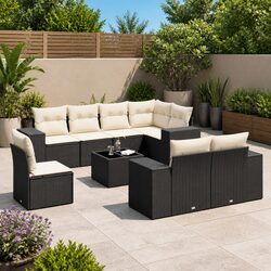 Quality Black 9 Piece Garden Sofa Set for Outdoor Comfort