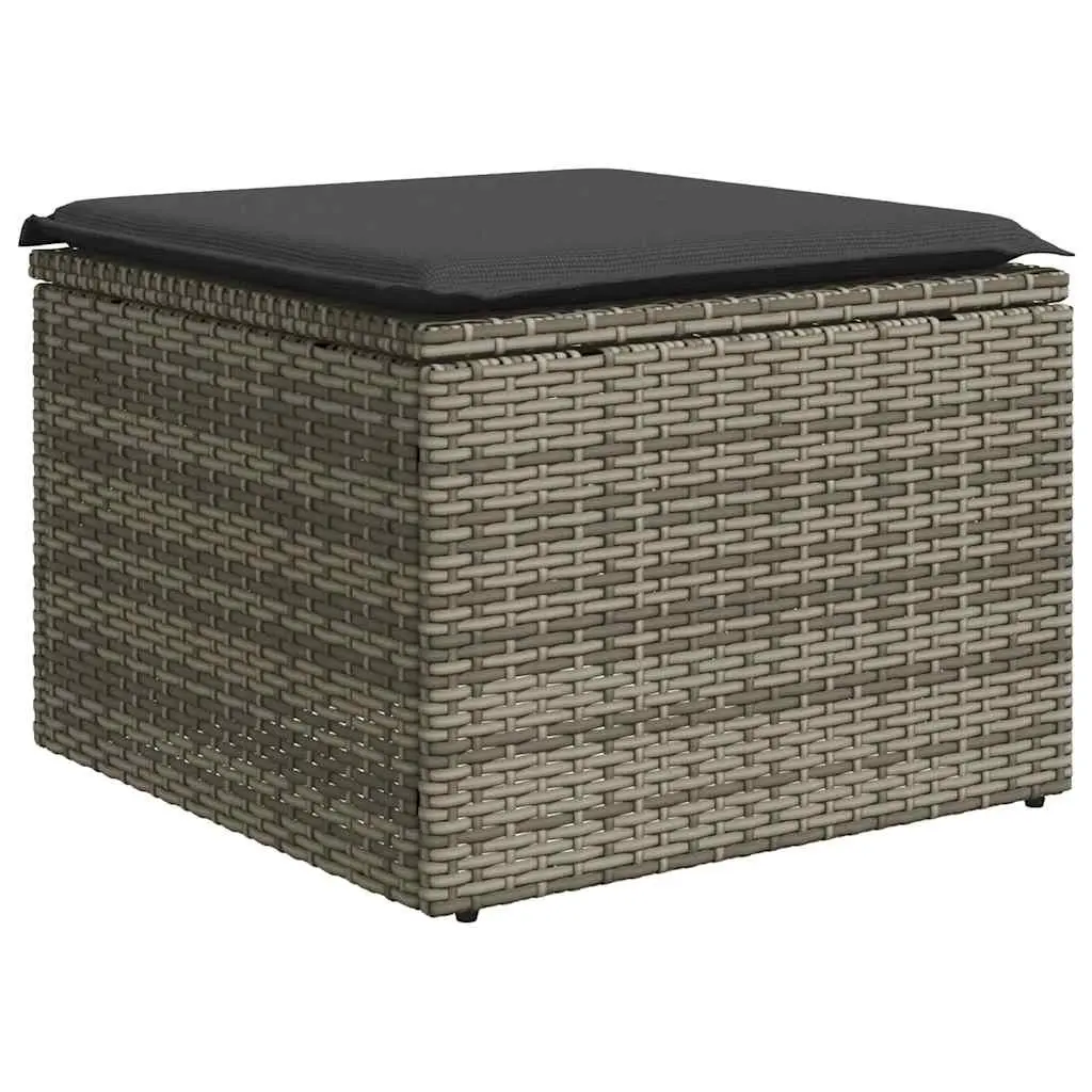 Garden Sofa Set PE Rattan 7 Piece Outdoor Furniture Grey with Cushions