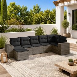 Stylish 7 Piece Grey Garden Sofa Set for Outdoor Relaxation