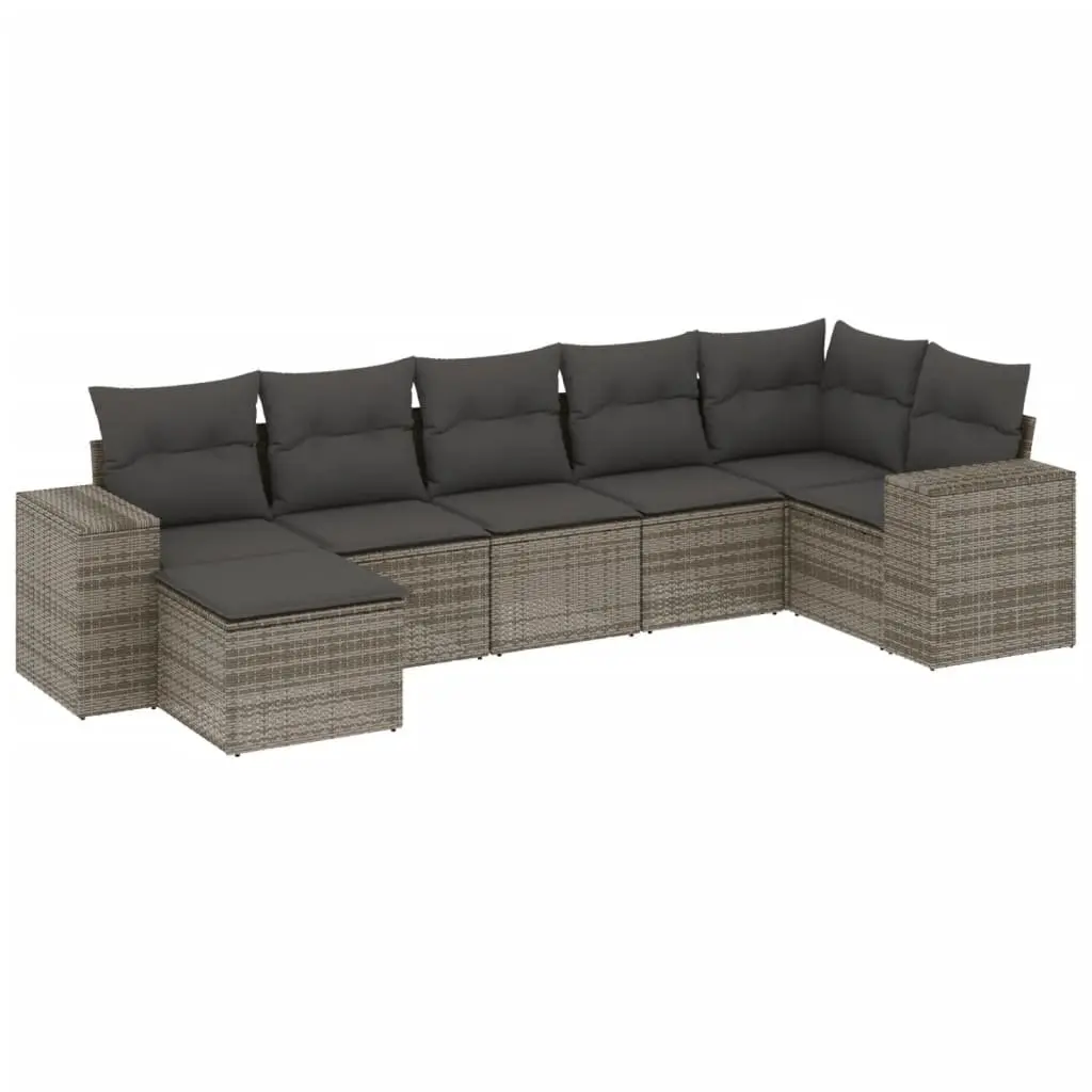 7 Piece Grey Garden Sofa Set for Outdoor Relaxation