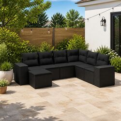 Modular 7 Piece Outdoor Garden Sofa Set with Cushions