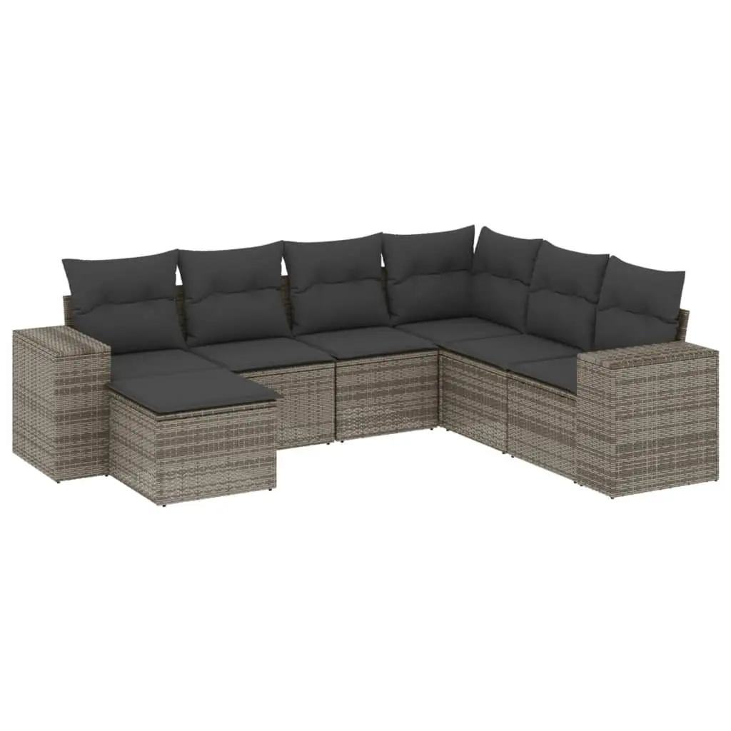 Garden Sofa Set PE Rattan 7 Piece Modular Outdoor Furniture Grey
