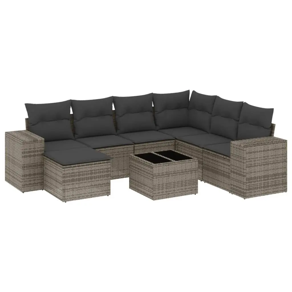 8-Piece Garden Sofa Set with Grey Cushions