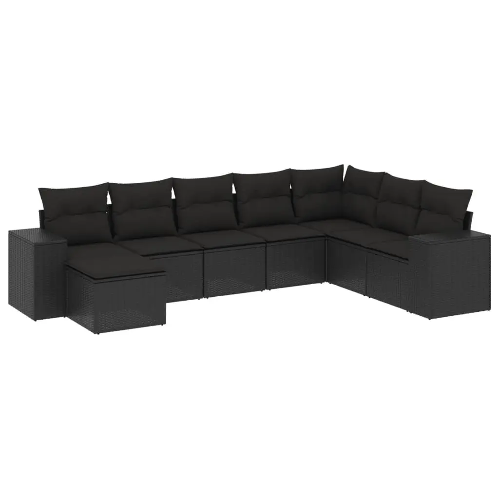 Garden Sofa Set PE Rattan 8 Piece Modular Sectional Outdoor Furniture Black