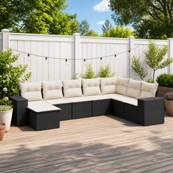 Durable 8-Piece Modular Black Rattan Garden Sofa Set