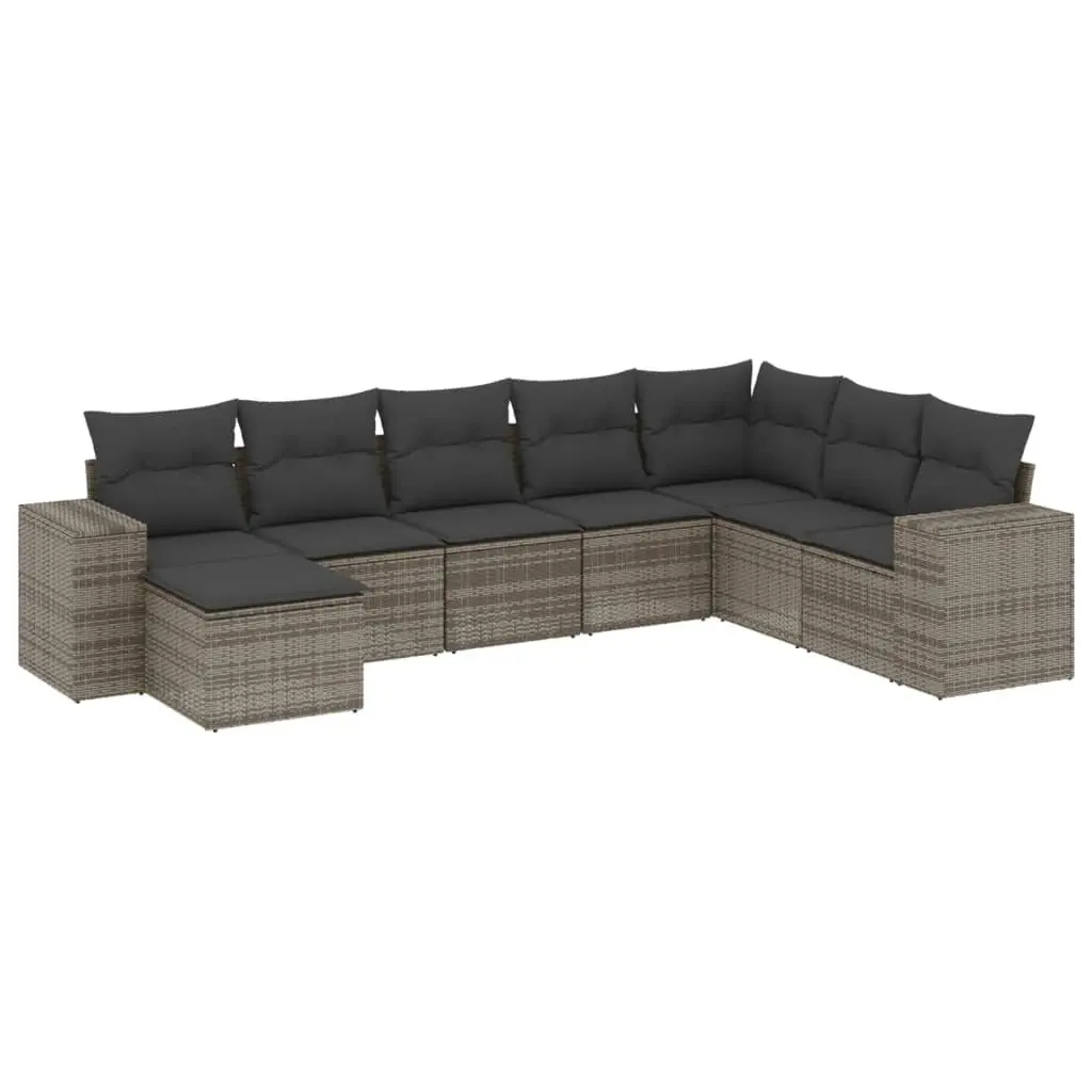 Grey Poly Rattan Garden Sofa Set 8 Pieces