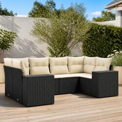 Premium 6 Piece Black Rattan Garden Sofa Set