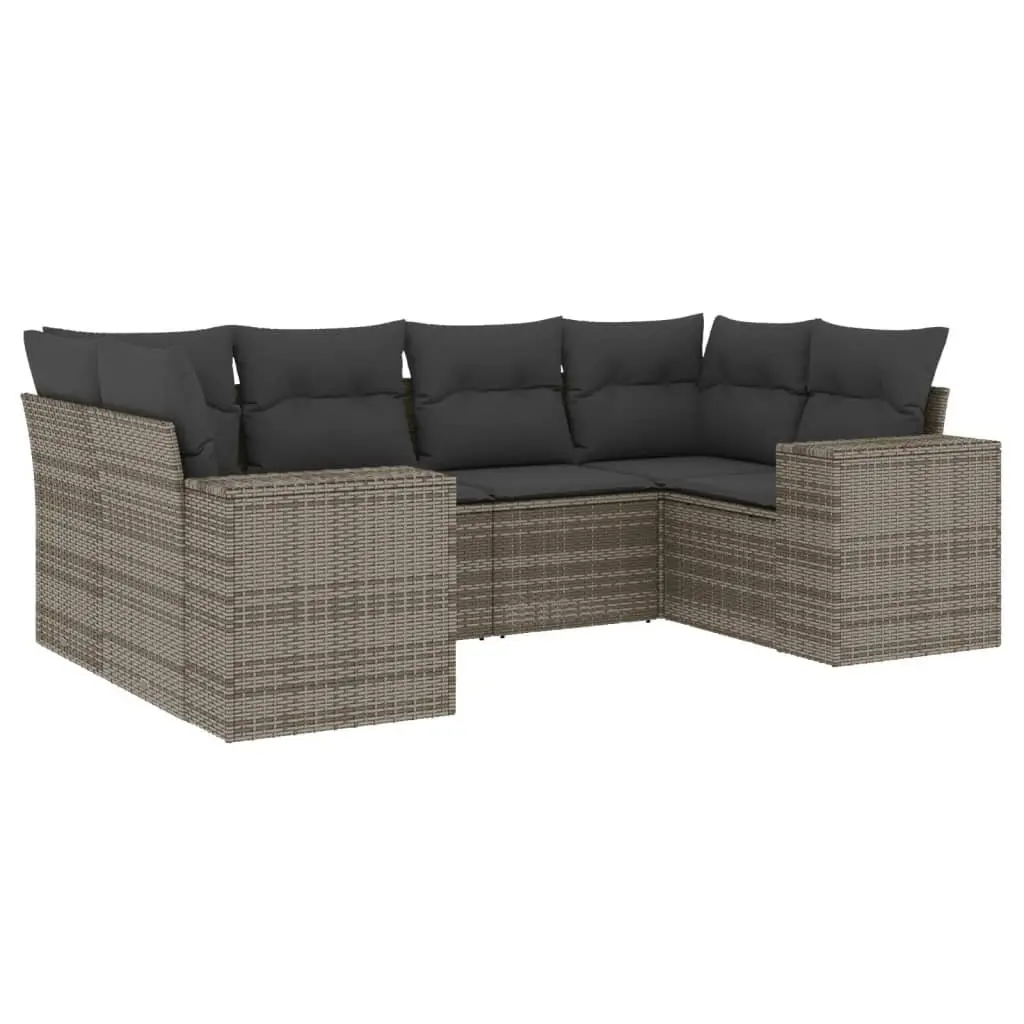 6 Piece Garden Sofa Set Outdoor Furniture Patio Conversation Grey Cushions