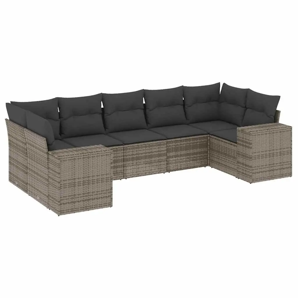 7 Piece Garden Sofa Set in Grey Rattan