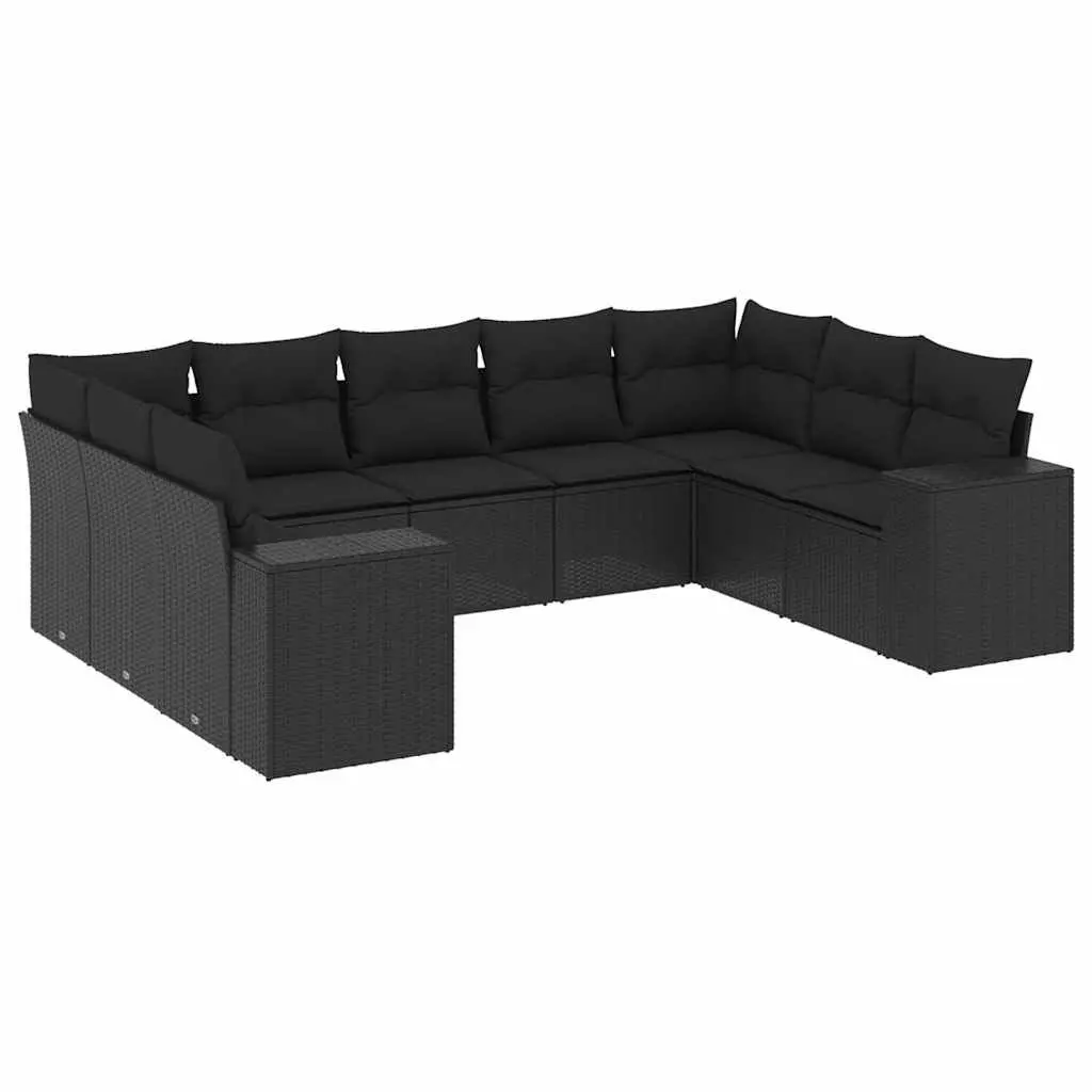 9-Piece Modular Garden Sofa Set in Black