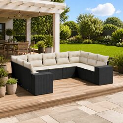 9 Piece Modular Outdoor Garden Sofa Set with Cushions
