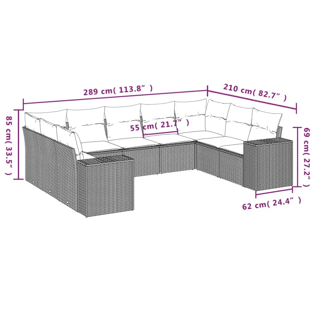 9 Piece Garden Sofa Set for Outdoor Lounging