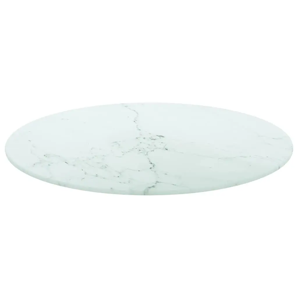 Tempered Glass Table Top White Marble Design Ø50cm Round Dining Coffee Table
