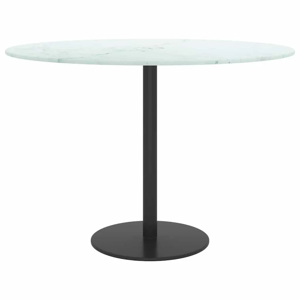 Tempered Glass Table Top White Round Marble Design Ø60cm Dining Coffee