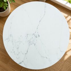 Durable Tempered Glass Table Top with Marble Design Ø70cm