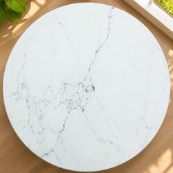 Durable Tempered Glass Table Top with Marble Design Ø80cm