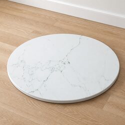 Durable Tempered Glass Table Top with Marble Design Ø80cm