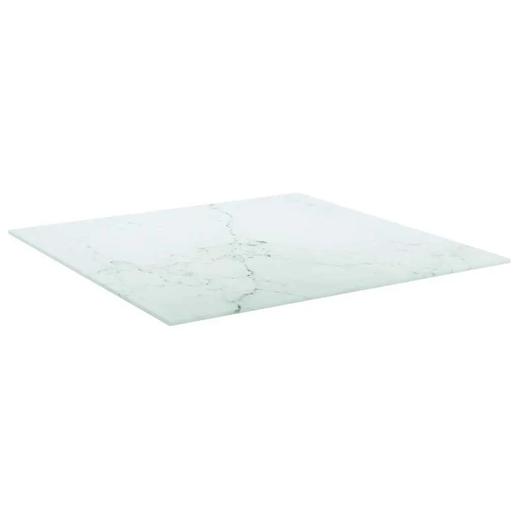 Tempered Glass Table Top 60x60 cm White Marble