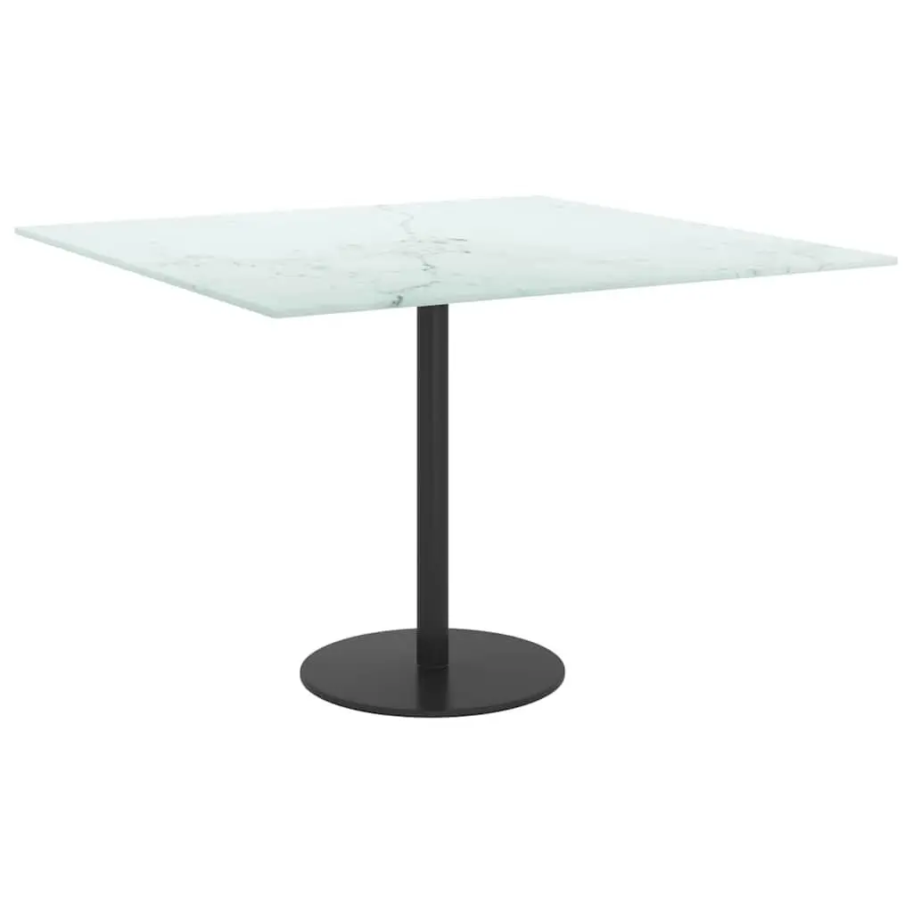 Tempered Glass Table Top 60x60 cm White Marble