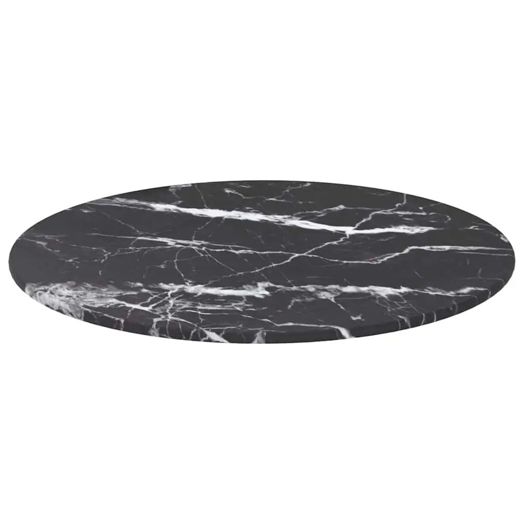 Tempered Glass Table Top Round Black Marble Design Dining Coffee Table Surface