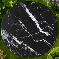 Tempered Glass Table Top Round 60cm Black Marble Design Dining Coffee Tabletop