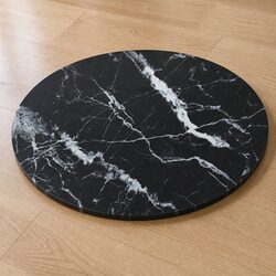 Round Black Marble Design Tempered Glass Table Top Ø70cm
