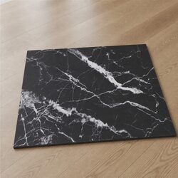 Durable 60x60cm Black Marble Design Tempered Glass Top