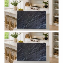 Tempered Glass Chopping Boards Set of 2 Black Stone Pattern Kitchen Cutting