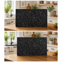 Tempered Glass Chopping Boards Set 2 pcs Black Granite Pattern Kitchen Cutting