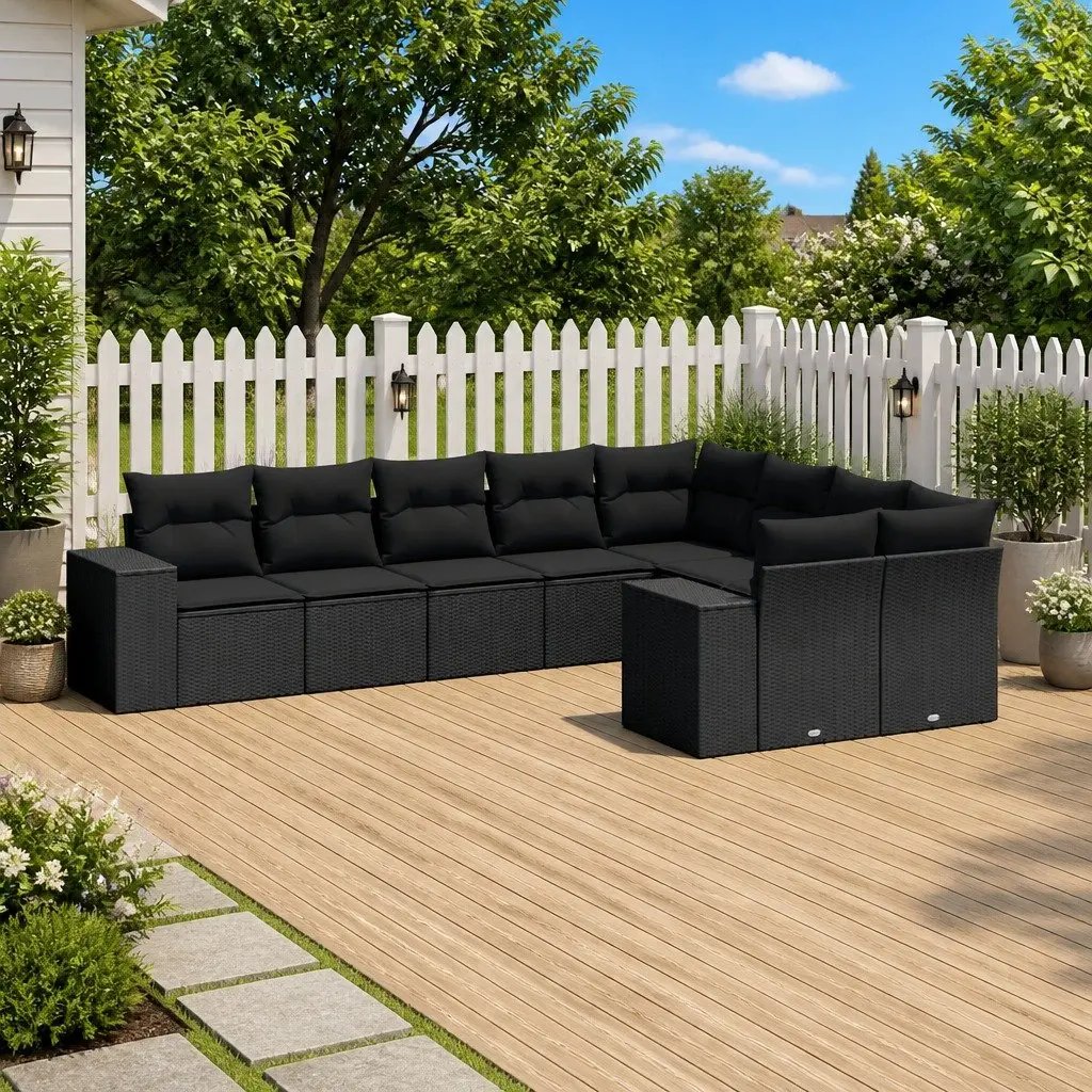 Black 9 Piece Modular Outdoor Sofa Set