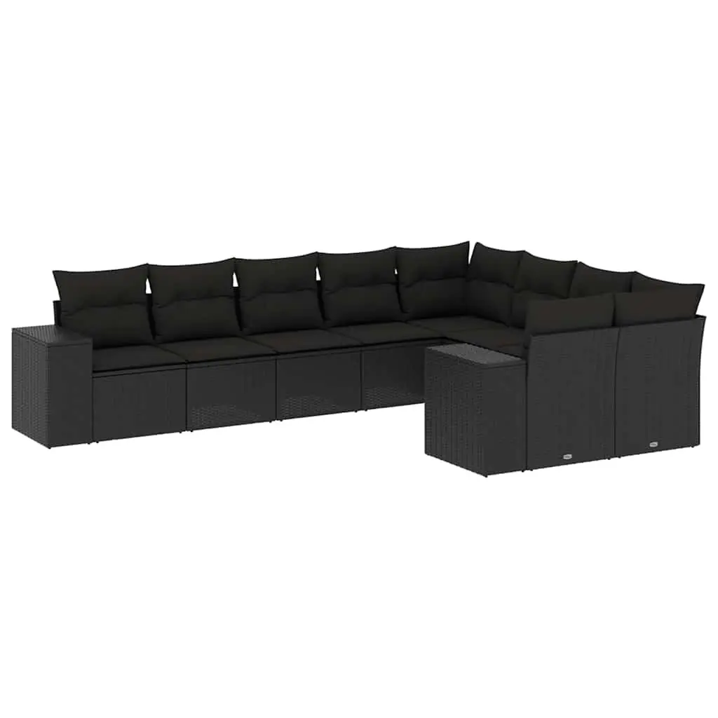 Black 9 Piece Modular Outdoor Sofa Set