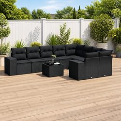 Durable 10 Piece Modular Garden Sofa Set in Black