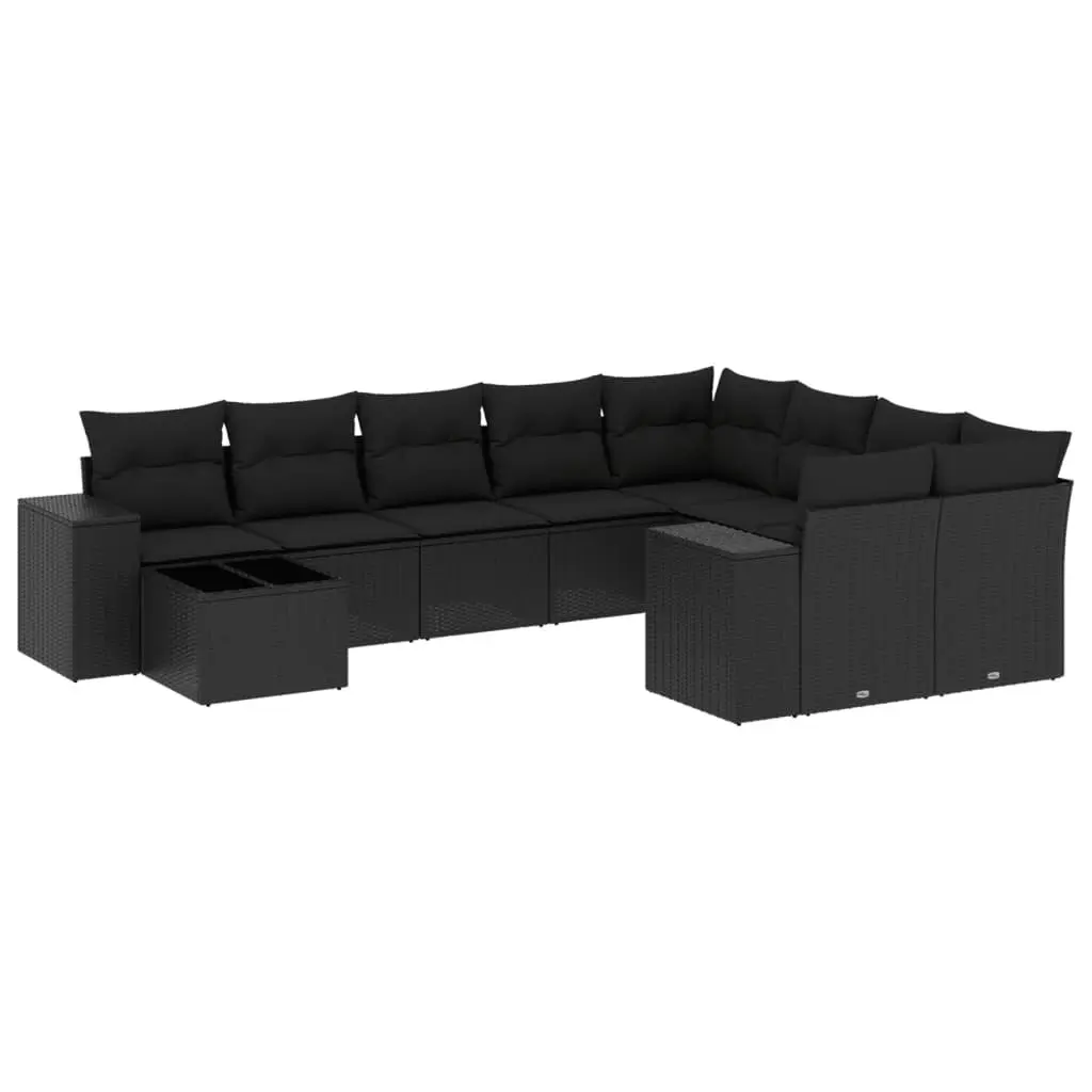10 Piece Black Modular Garden Sofa Set