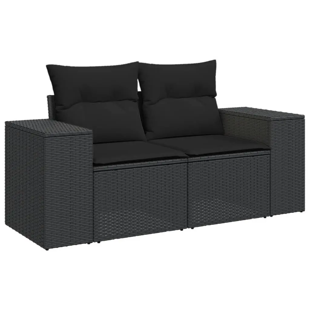 10 Piece Black Modular Garden Sofa Set