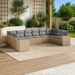 10 Piece Modular Garden Sofa Set with Cushions in Beige