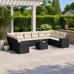 Premium Black Poly Rattan Outdoor Sofa Set 11 Pieces
