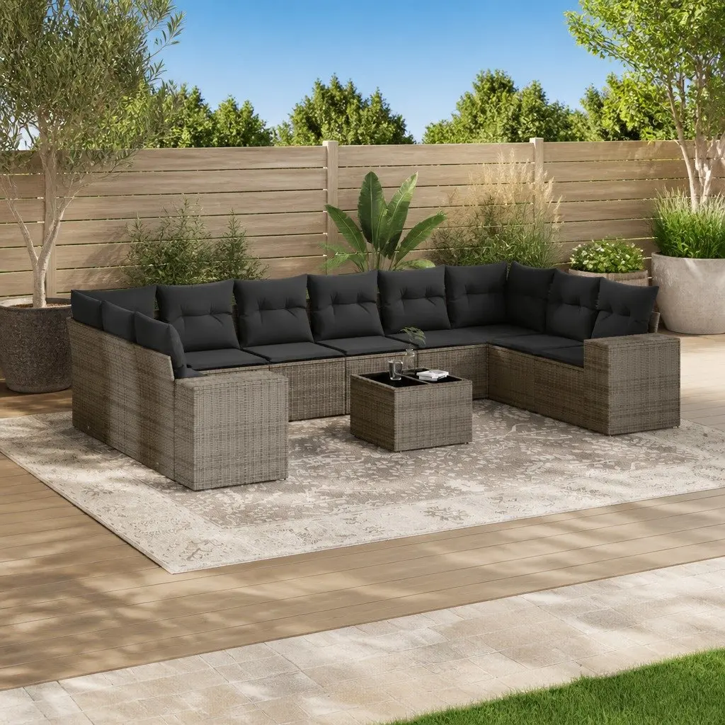 11-Piece Grey Modular Garden Sofa Set