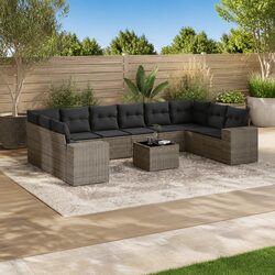Premium 11-Piece Grey Modular Garden Sofa Set
