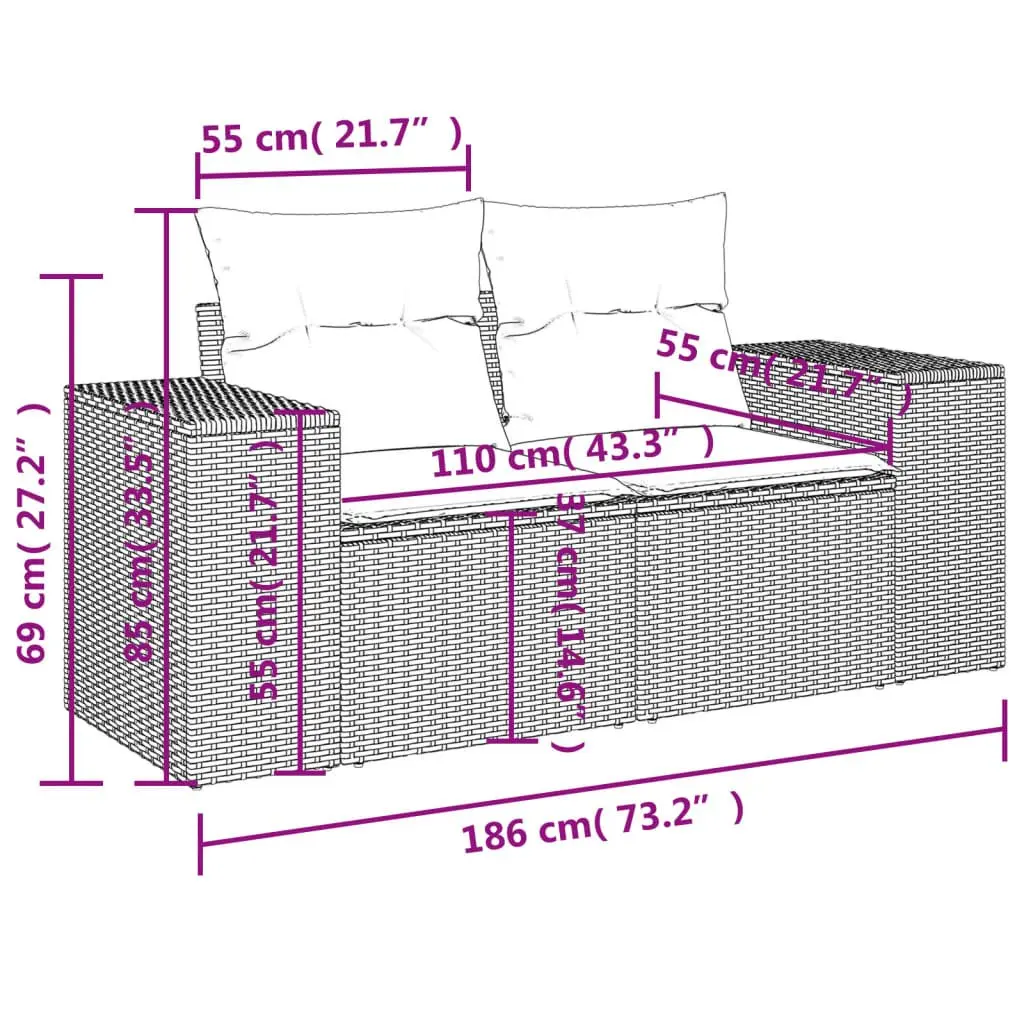 11-Piece Grey Modular Garden Sofa Set