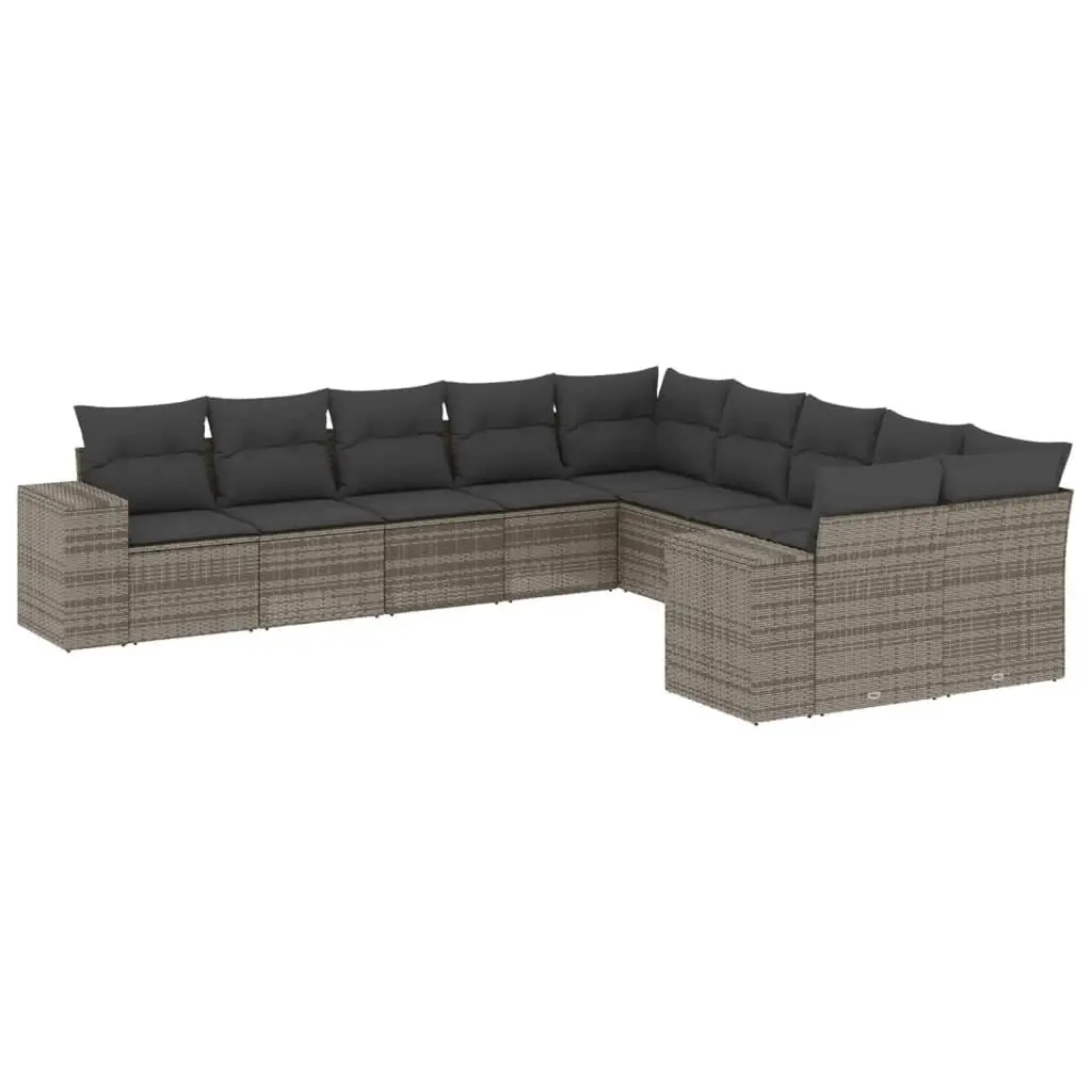 Grey Poly Rattan 10 Piece Garden Sofa Set