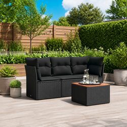 Durable 4 Piece Black Rattan Outdoor Sofa Set