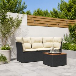 Sturdy 4 Piece Black Garden Sofa Set for Outdoor Relaxation