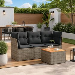 Durable 4 Piece Grey Outdoor Sofa Set with Cushions
