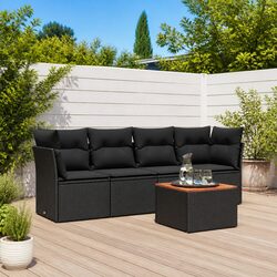 Black Modular Garden Sofa Set with Cushions