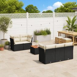 Stylish Black Garden Sofa Set 6-Piece Outdoor Furniture