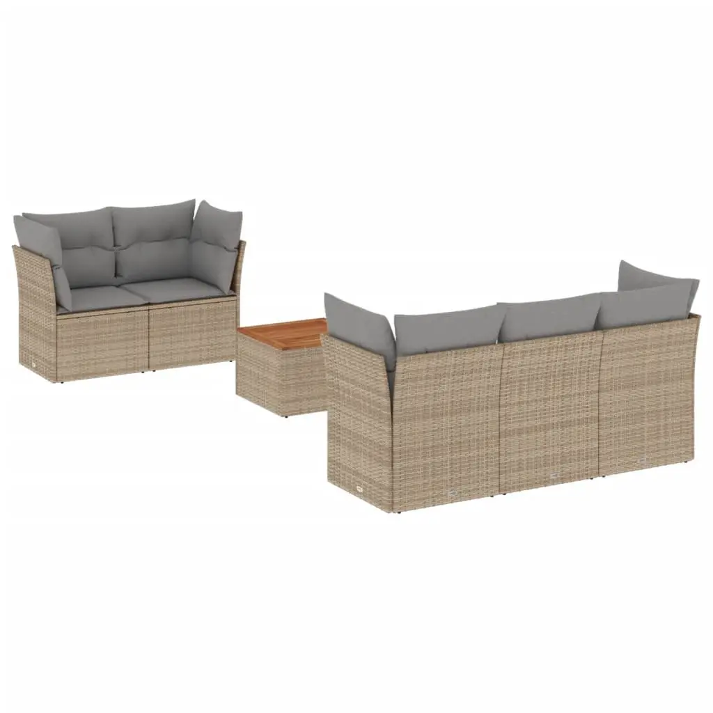 6-Piece Modular Sectional Garden Sofa Set in Beige
