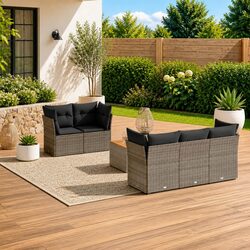 Sturdy 6-Piece Modular Grey Garden Sofa Set