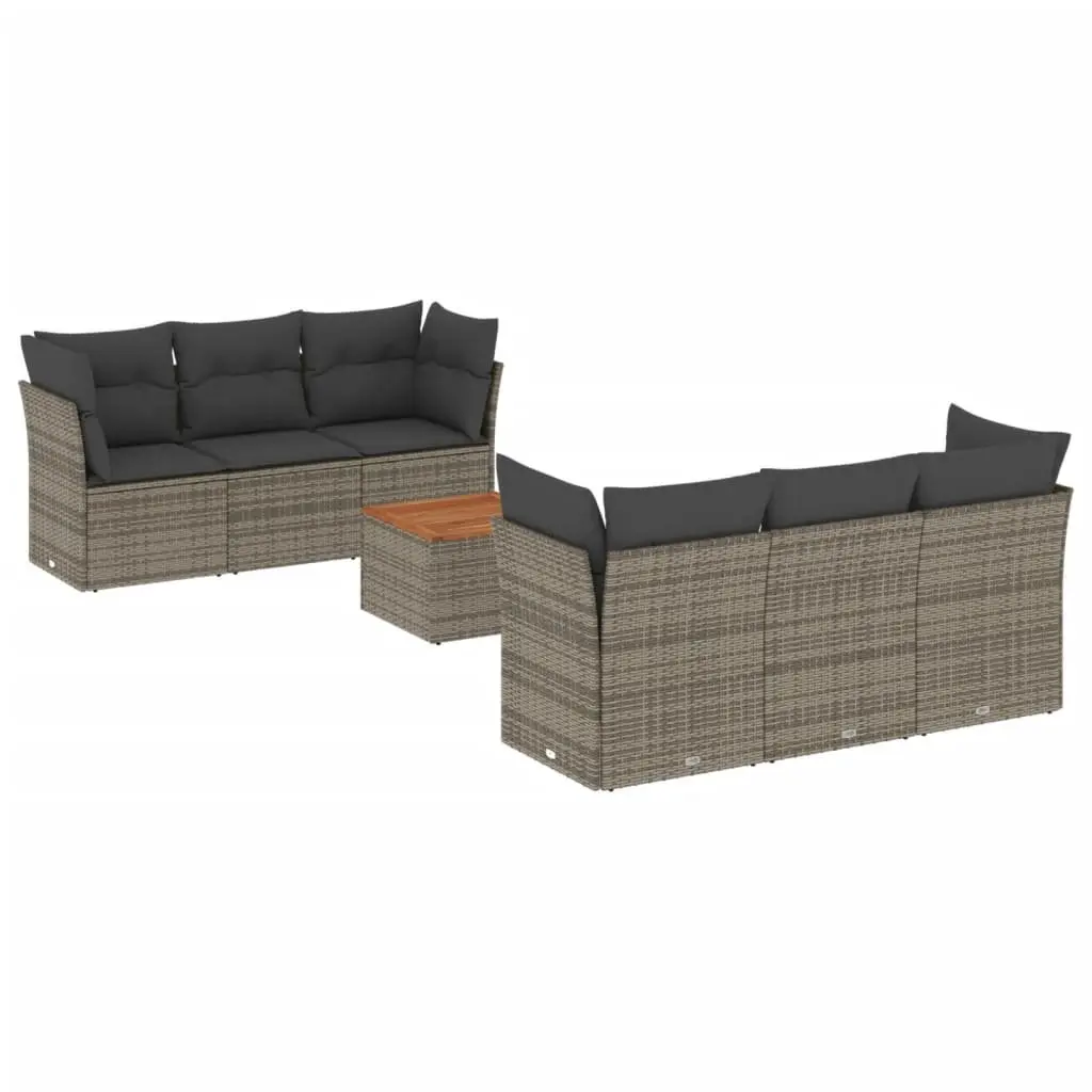 7 Piece Grey Rattan Garden Sofa Set