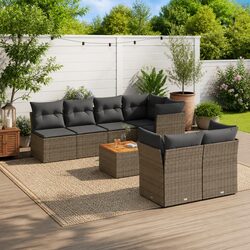 Durable 8 Piece Grey Garden Sofa Set for Outdoors