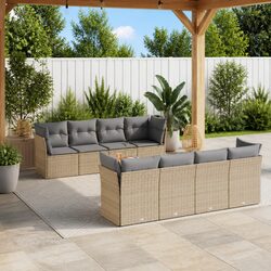 Sturdy 9-Piece Garden Sofa Set with Cushions in Beige